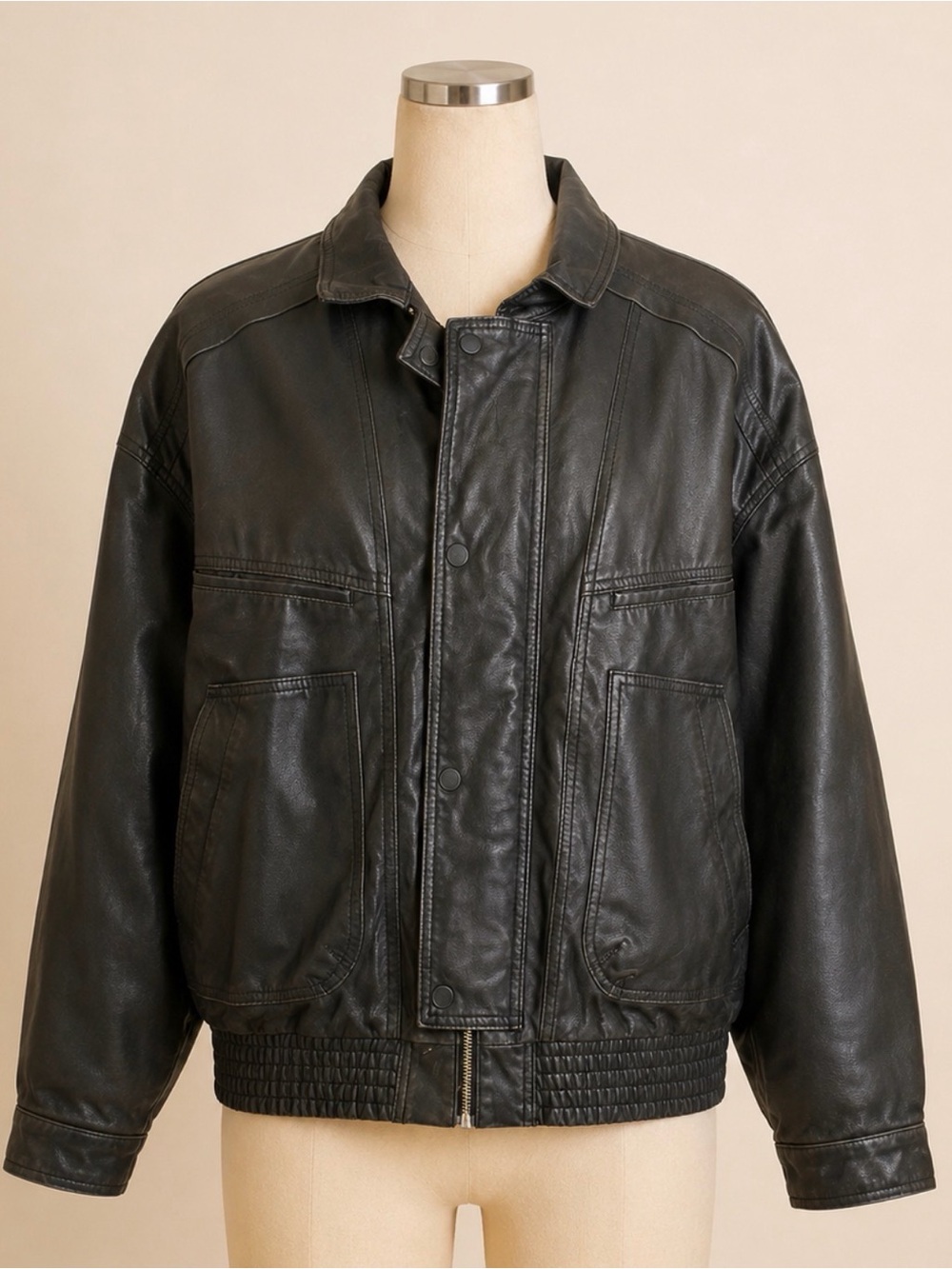 Universal Thread Relaxed Faux Leather Bomber Jacket Black Women’s L